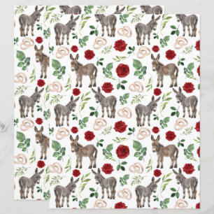 Esel Rot Floral Hochzeit Scrapbook Papier