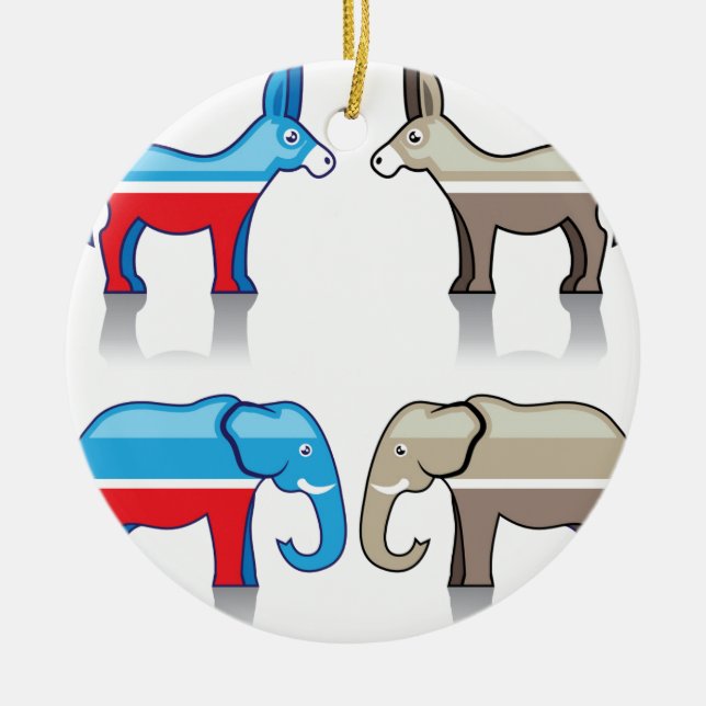 Esel-und Elefant-politische Partys Keramikornament (Vorne)