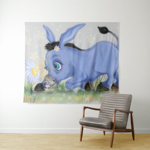Esel und Gänseblümchen Wandteppich