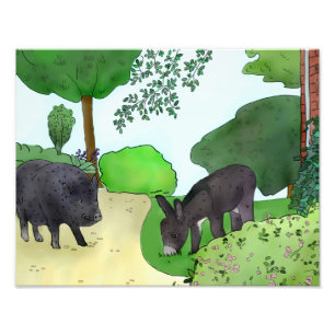 Esel und Schweinchen Fotodruck