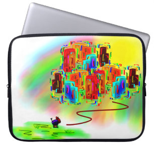 Esel und Stadt in der Farbe Laptopschutzhülle