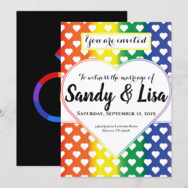 Eselbe Rainbow-Herzen für Hochzeiten Einladung