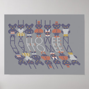 Eselige Horror-Stick-Cross-Halloween-Monster Poster