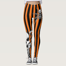 Eselspinne Orangenschwarz gestreift Leggings