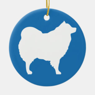 Eskie auf blauer Verzierung Keramikornament