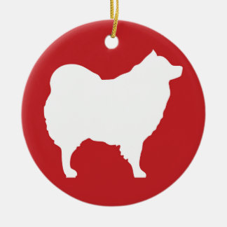 Eskie auf roter Verzierung Keramik Ornament
