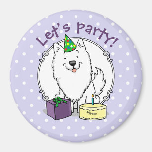 Eskie Happy Birthday Party American Eskimo Dog Magnet
