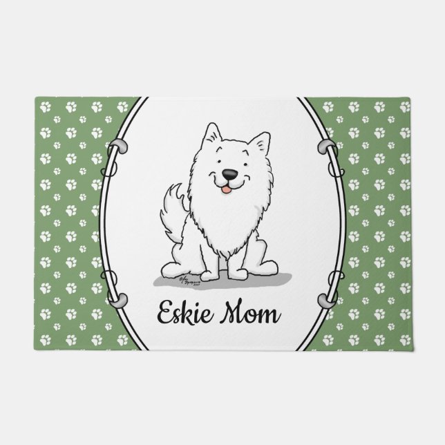 Eskie Mama - American Eskimo Dog Mama Fußmatte (Vorderseite)