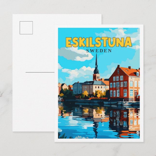 Eskilstuna Schweden Vintage Reise Illustration Postkarte (Vorne/Hinten)