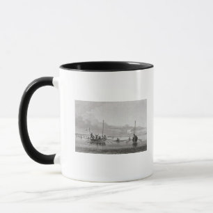 Eskimaux, das in Richtung zu den Booten in Tasse