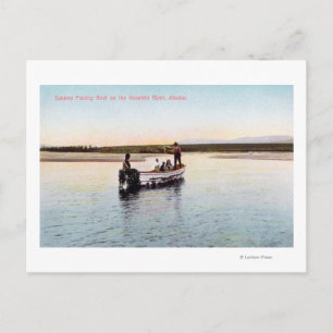 Eskimo Fischerboot auf dem Fluss Postkarte