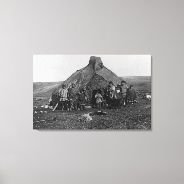 Eskimo Iglu in der Nähe von Nome, Alaska Fotografi Leinwanddruck (Vorderseite)