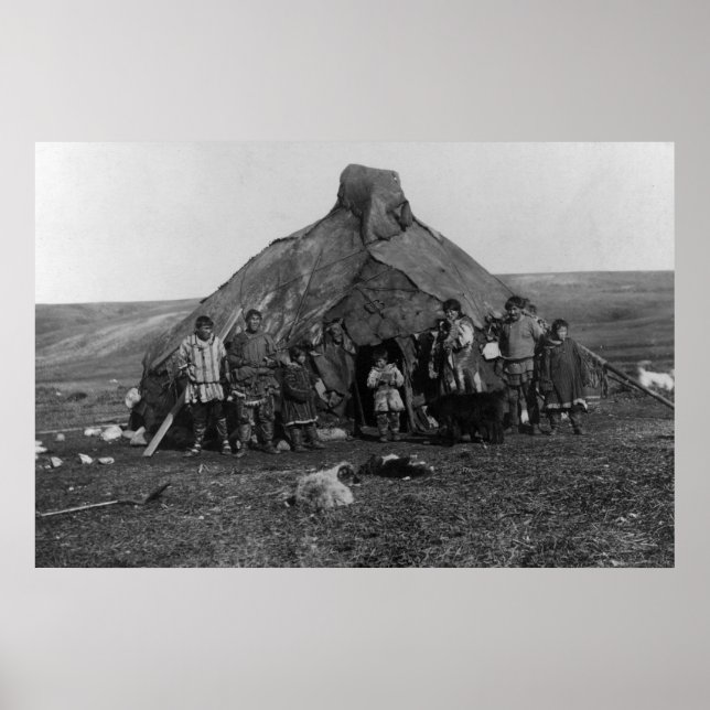 Eskimo Iglu in der Nähe von Nome, Alaska Fotografi Poster (Vorne)