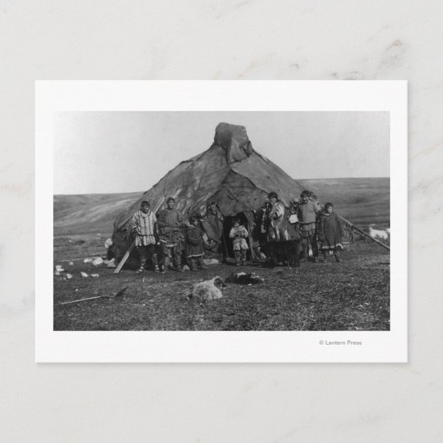 Eskimo Iglu in der Nähe von Nome, Alaska Fotografi Postkarte (Vorderseite)