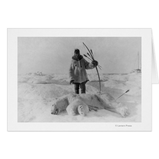 Eskimo Jäger mit Polarbärenfotografie (Vorderseite (Horizontal))