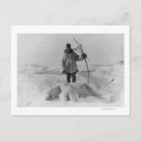 Eskimo Jäger mit Polarbärenfotografie