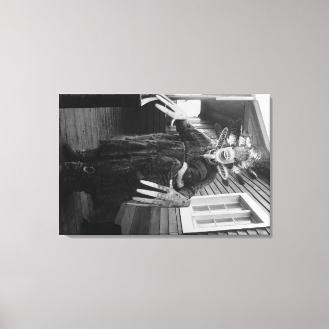 Eskimo Medicine Man and Sick Boy in Alaska Leinwanddruck (Vorderseite)