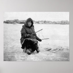 Eskimoeis-Fischen in Nome, Alaska-Fotografie Poster