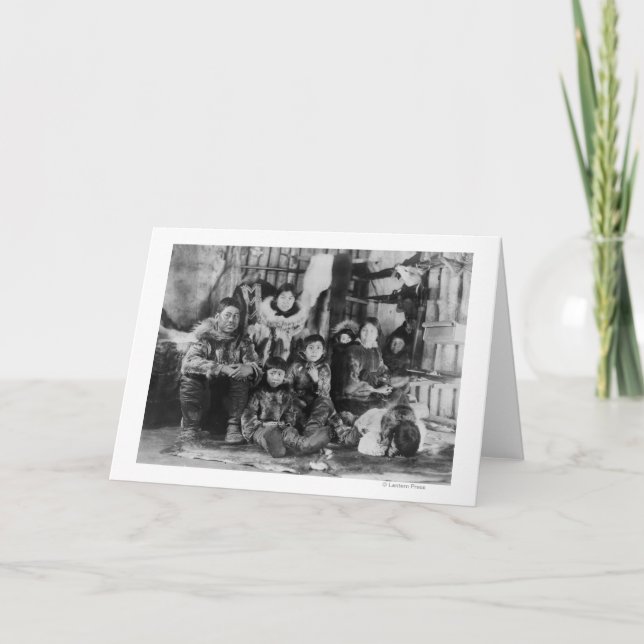 Eskimofamilie in der Winter-Iglu-Fotografie Karte (Vorderseite)