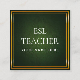 ESL Lehrer Englischer Lehrer Grüne Tafel Quadratische Visitenkarte