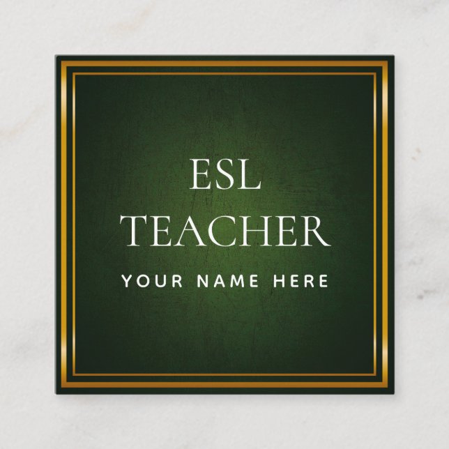 ESL Lehrer Englischer Lehrer Grüne Tafel Quadratische Visitenkarte (Vorderseite)