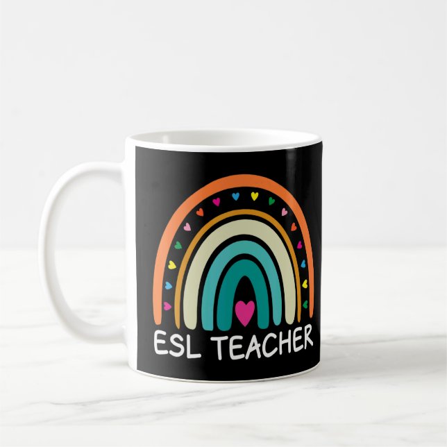 ESL-Lehrerin Boho Rainbow Back to School Appreciat Kaffeetasse (Links)