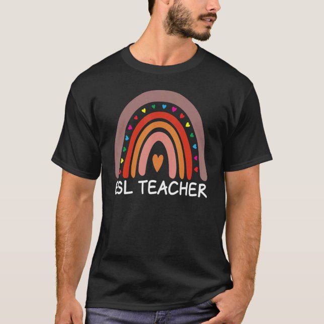ESL Teacher Boho Rainbow Back To School Appreciati T-Shirt (Vorderseite)
