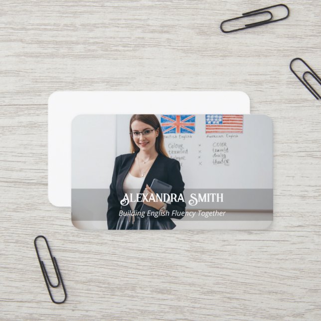 Esl Teacher Custom Foto Visitenkarte (Vorderseite/Rückseite Beispiel)