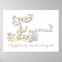 Esmae girls name signification lettre E poster
