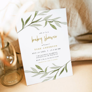 ESME Bohemian Greenery & Gold Babyparty Einladung