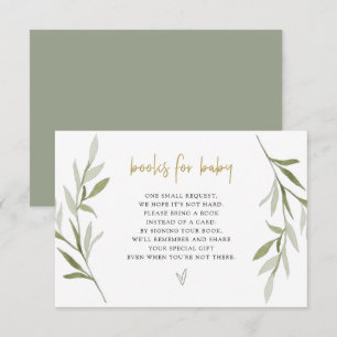 ESME Greenery Gold Baby Shower Books for Baby Card Einladung