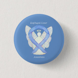 Esophageal Cancer Angel Awareness Ribbon Art Butto Button