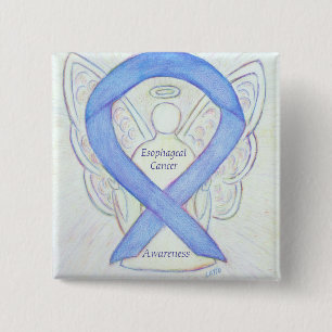 Esophageal Cancer Angel Awareness Ribbon Art Butto Button