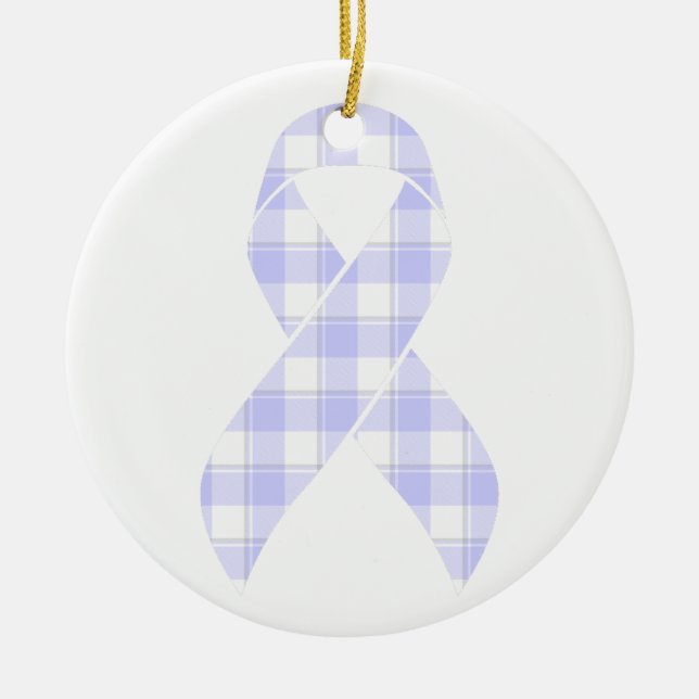 Esophageal Cancer Awareness Plaid Periwinkle Keramik Ornament (Vorne)