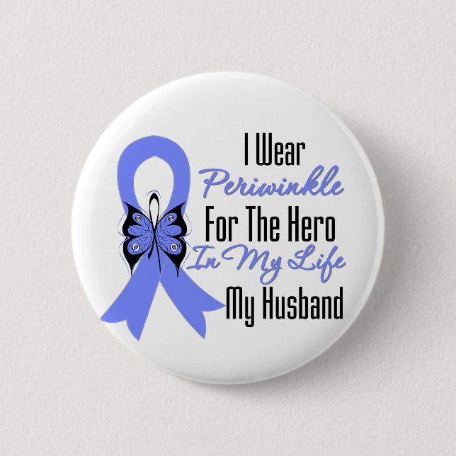 Esophageal Cancer Ribbon Hero Mein Mann Button (Vorderseite)