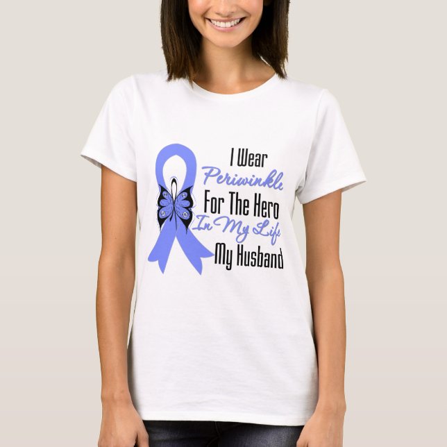 Esophageal Krebs-Band-Held mein Ehemann T-Shirt (Vorderseite)