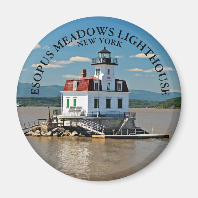 Esopus Meadows Lighthouse, New York Round Magnet (Vorne)