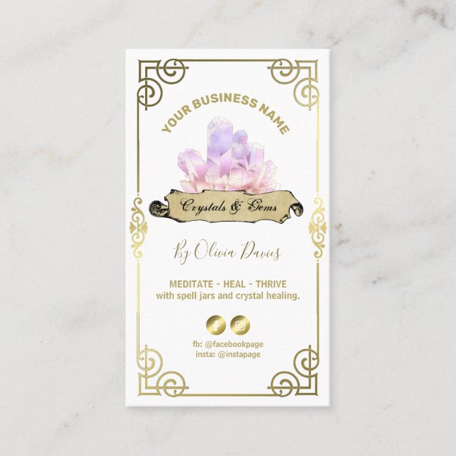 Esoteric Crystal White Pink and Gold Visitenkarte (Vorderseite)
