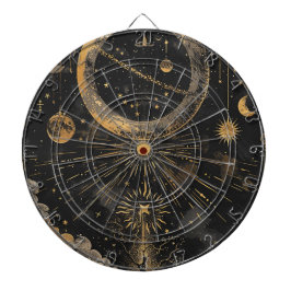 Esoteric Night Sky Black and Gold Dartscheibe