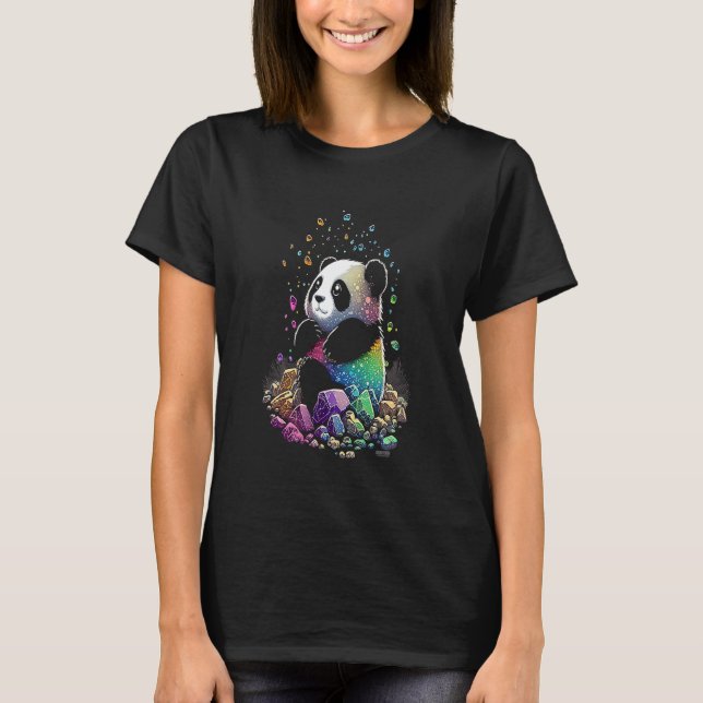 Esoteric Panda Crystals Cute Illustration  2 T-Shirt (Vorderseite)