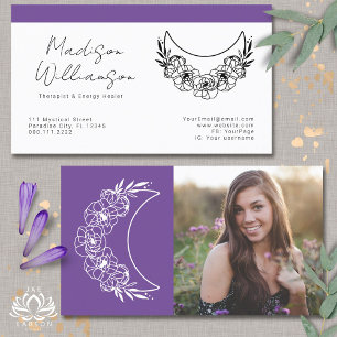 Esoteric Psychic Energy Modern Crescent Moon Foto Visitenkarte