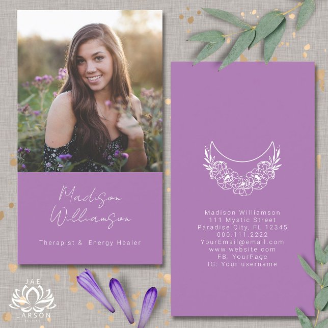 Esoteric Psychic Energy Modern Crescent Moon Foto Visitenkarte (Von Creator hochgeladen)