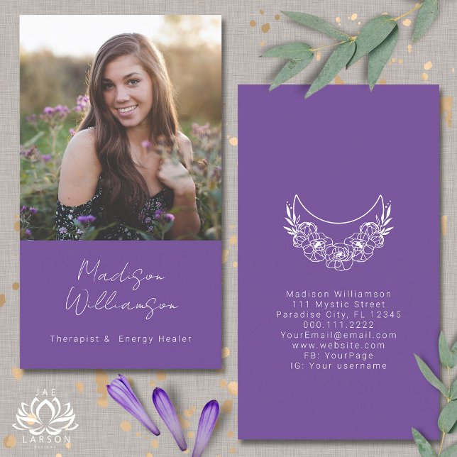 Esoteric Psychic Energy Modern Crescent Moon Foto Visitenkarte (Von Creator hochgeladen)