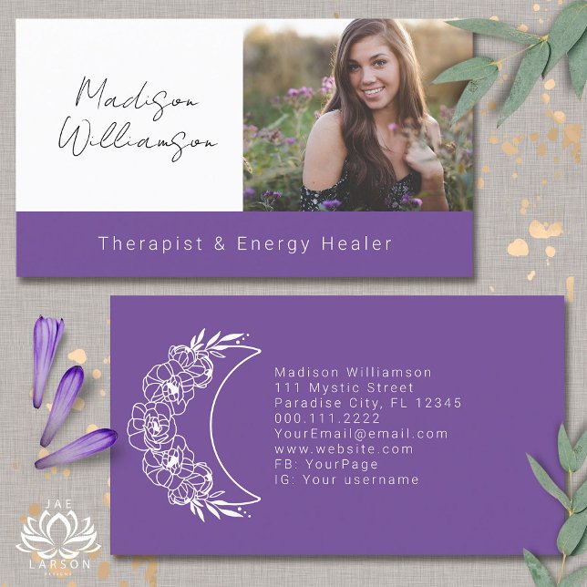 Esoteric Psychic Energy Modern Crescent Moon Foto Visitenkarte (Von Creator hochgeladen)