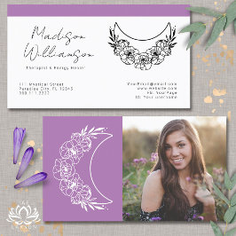 Esoteric Psychic Energy Modern Crescent Moon Foto Visitenkarte