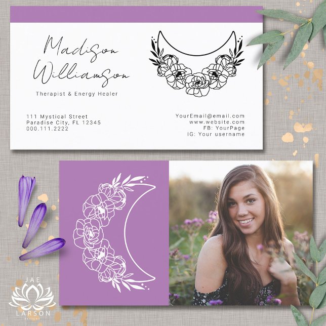 Esoteric Psychic Energy Modern Crescent Moon Foto Visitenkarte (Von Creator hochgeladen)