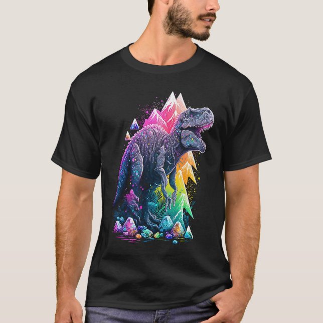 Esoteric Rex Trex Crystals Cute Illustration  6 T-Shirt (Vorderseite)
