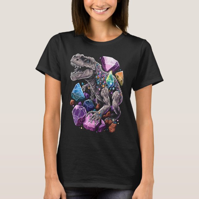 Esoteric Rex Trex Crystals Cute Illustration  7 T-Shirt (Vorderseite)