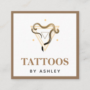 Esoteric Snake Brown Tattoo Artist Social Media Quadratische Visitenkarte