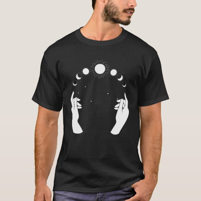 Esoteric Spiritual Moon Phases Hand Line T-Shirt (Vorderseite)